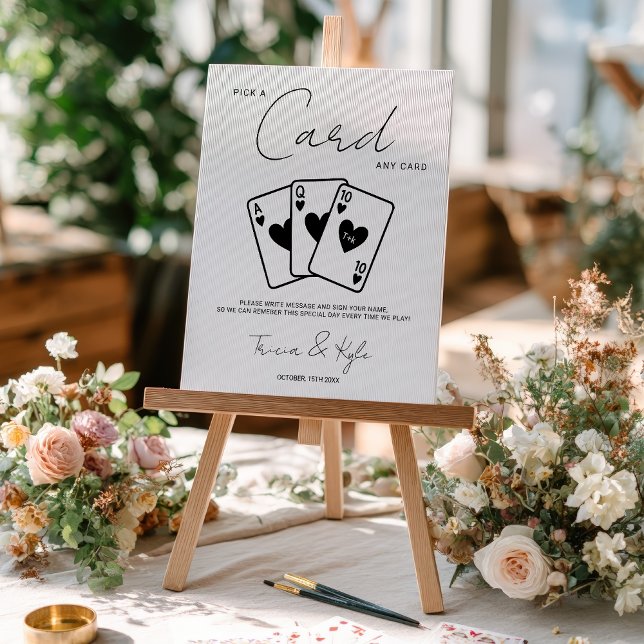 Minimalistischer Spaß Wählen Sie eine Karte Hochze Poster (Minimalist Fun Pick a Card Wedding Guestbook sign)