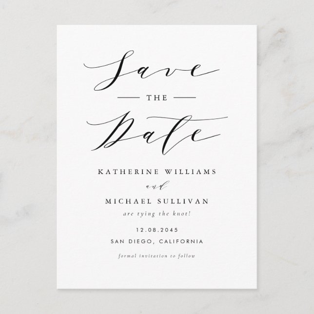 Minimalistischer SQL-QR-Code Save the Date Postkarte (Vorderseite)