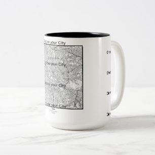 Minimalistischer Stadtplan‑Becher Zweifarbige Tasse