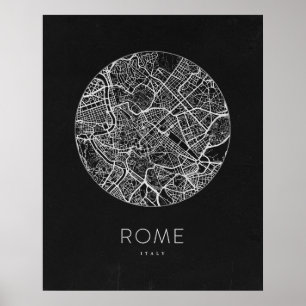 Minimalistischer Stadtplan von Rom Poster