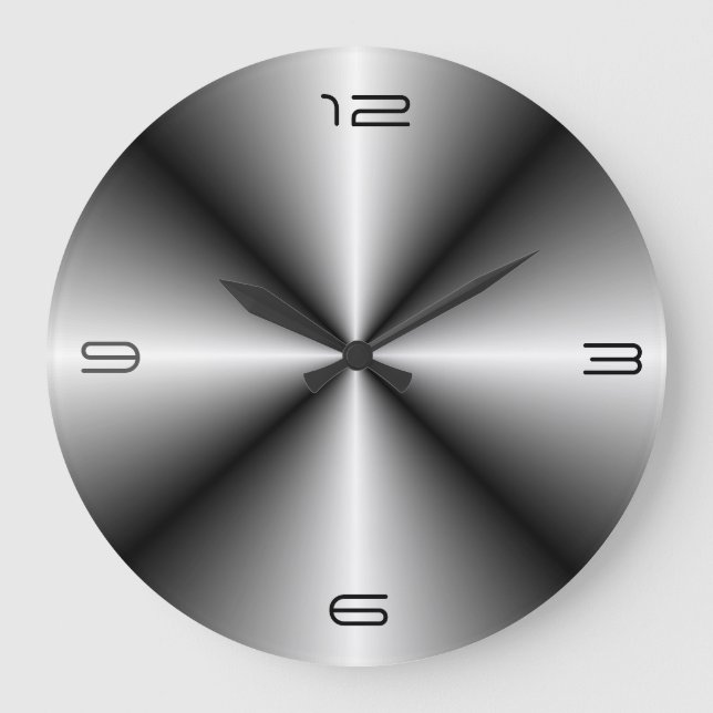 Minimalistischer Stahlschacht > Wandleuchte Große Wanduhr (Vorderseite)