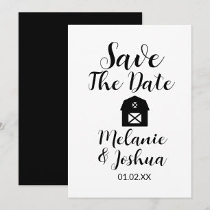 Minimalistischer Stall Save the Date schwarz und w Einladung
