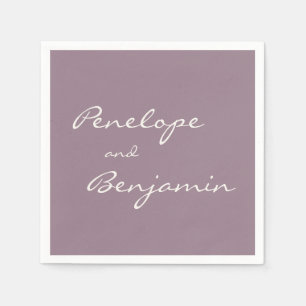 Minimalistischer staubiger lila Pflaumen-Schrift-H Serviette