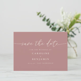 Minimalistischer Staubrose-Schriftzug Hochzeits-QR Save The Date