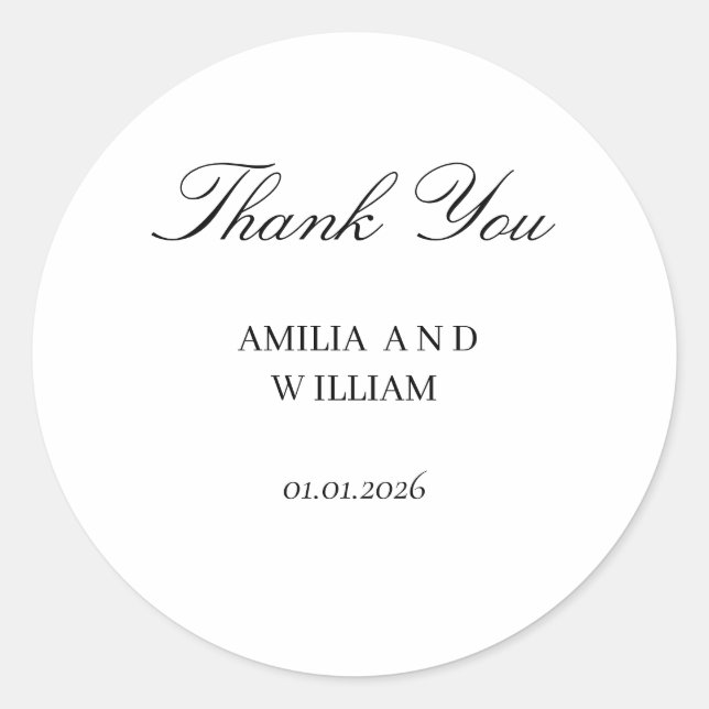Minimalistischer Sticker für die Hochzeitsnadel (Vorderseite)