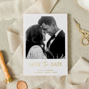 Minimalistischer Stil   Ein Foto Save the Date Folieneinladung