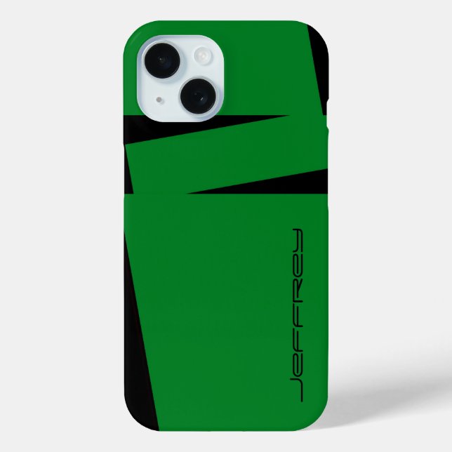 Minimalistischer Streifen, Name, iPhone 15 Hülle (Rückseite)
