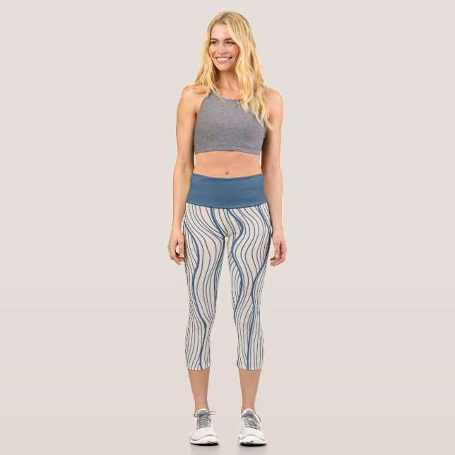 Minimalistischer Streifen sportlich Capri Leggings (Vorderseite)