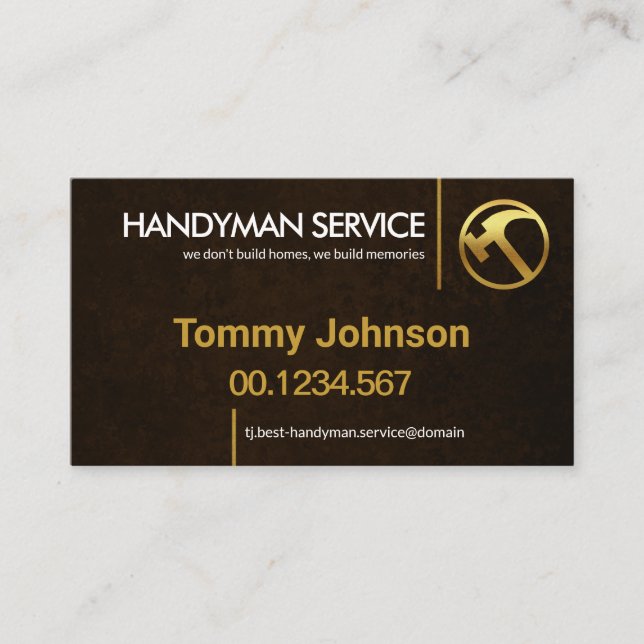 Minimalistischer Stylischer Gold Lines Handyman Bu Visitenkarte (Vorderseite)