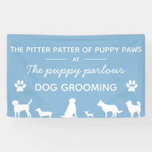 Minimalistischer, stylischer, weißer Hund Banner