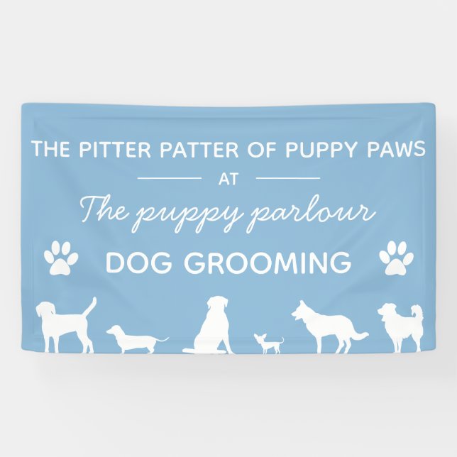 Minimalistischer, stylischer, weißer Hund Banner (Horizontal)
