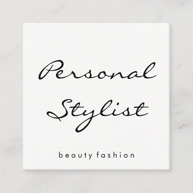 Minimalistischer Stylist Kurzer Text Quadratische Visitenkarte (Vorderseite)