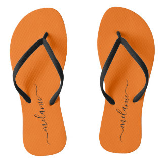 Minimalistischer Sunburst Orange-Skriptname Flip Flops