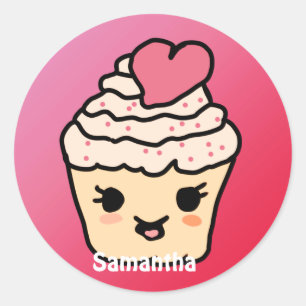 Minimalistischer süßer Cupcake mit einem Herzen Runder Aufkleber