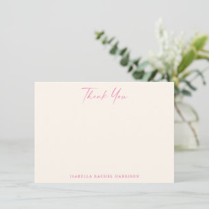 Minimalistischer süßer heißrosa cremefarbener indi dankeskarte