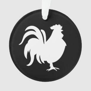 Minimalistischer süßer weißer Glückshahn Ornament