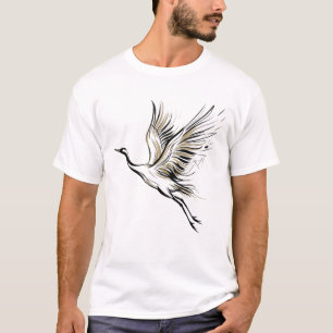 Minimalistischer T-Shirt mit Zeichnung eines flieg