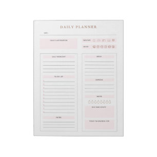 Minimalistischer täglicher Planer Liste Pastellros Notizblock