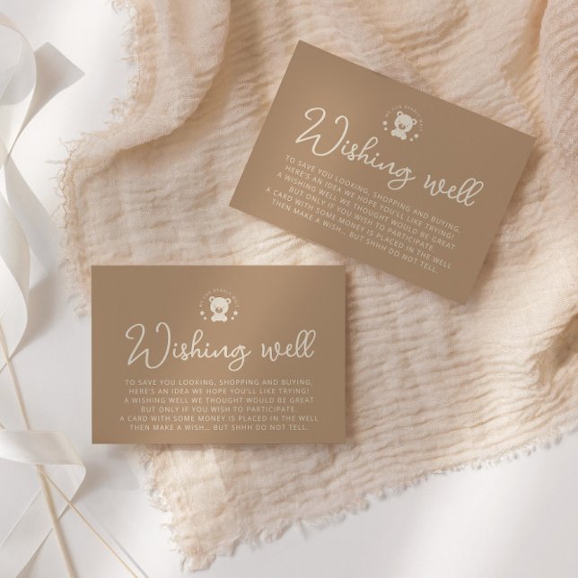 Minimalistischer Teddy Bear wünscht Babydusche Begleitkarte (Von Creator hochgeladen)