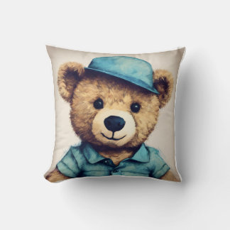 Minimalistischer Teddybär gedrucktes Kissen