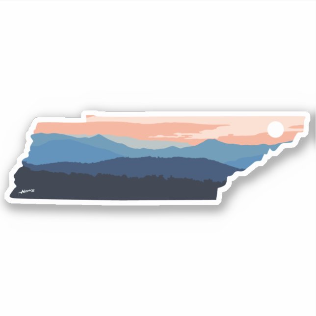 Minimalistischer Tennessee-Berg Sonnenuntergang Aufkleber (Vorderseite)