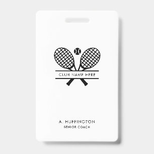 Minimalistischer Tennisclub-Name Mitarbeiter-ID Be Ausweis