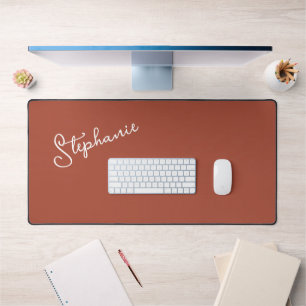 Minimalistischer Terracotta Personalisierter Name Schreibtischunterlage