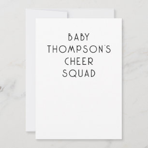 Minimalistischer Text Baby Name Cheer Squad Einladung