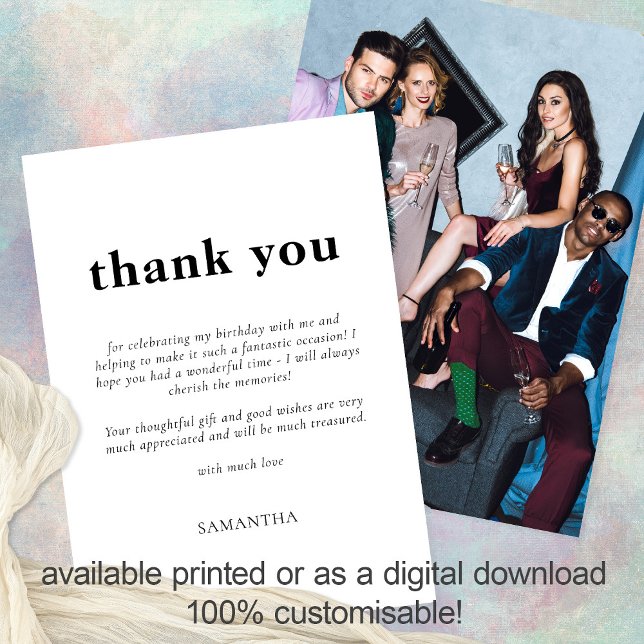 Minimalistischer Text, beliebige Farbe Foto Geburt Karte (Von Creator hochgeladen)