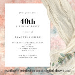 Minimalistischer Text, Farbe, 40. Geburtstag Party Einladung<br><div class="desc">Minimalistischer Text beliebiger Farbe 40. Geburtstag Party. 100% anpassbar. Personalisieren Sie den Text einfach und ändern Sie Schriftart- und Hintergrundfarben,  wenn Sie es wünschen.</div>