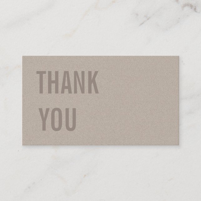 Minimalistischer Text Kraft Paper Danke & Rabatt Visitenkarte (Vorderseite)