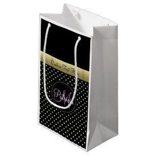 Minimalistischer Text Monogramm Schwarz Weiß Punkt Kleine Geschenktüte