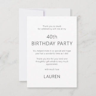 Minimalistischer Text nur 40. Geburtstag Vielen Da Karte