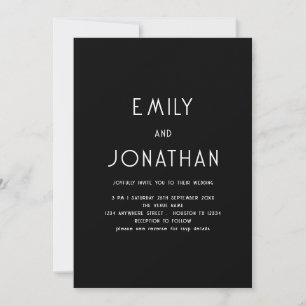 Minimalistischer Text QR Code White Black Wedding Einladung