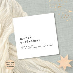 Minimalistischer Textname Frohe Weihnachten Weiß Karte<br><div class="desc">Minimalistischer Textname Frohe Weihnachtsschwarz auf Weiß. Minimale Eleganz,  mit Ihrem Gruß größer in stilvollen Kleinbuchstaben mit Ihren Namen unten mit vielen schlichten Bereichen. Personalisieren Sie den Text einfach auf Ihre eigenen Daten. Vollständig anpassbar.</div>