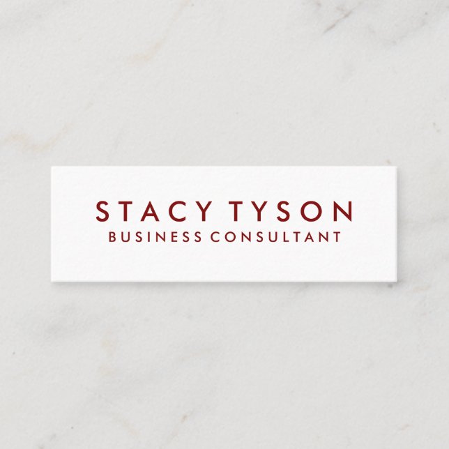 Minimalistischer tiefer roter Text Mini Visitenkarte (Vorderseite)