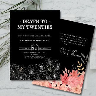 Minimalistischer Tod zu meinen Zwanzigern 30. Gebu Einladung