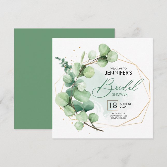 Minimalistischer Trend Eukalyptusgrün Brautparty Einladung (Vorne/Hinten)