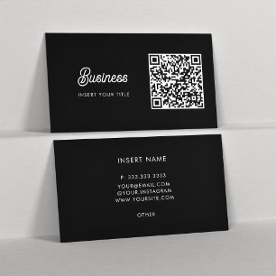 Minimalistischer Trendy Elegante QR Code Black Visitenkarte