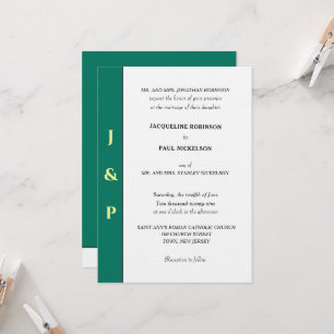 Minimalistischer tropischer grüner gelber Monogram Einladung