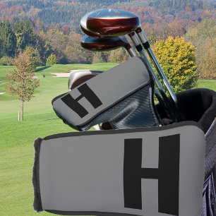 Minimalistischer übergroßer Anfangsbuchstabe Grau  Golf Headcover