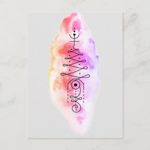 Minimalistischer Unalome-Doodle-Regenbogen Postkarte