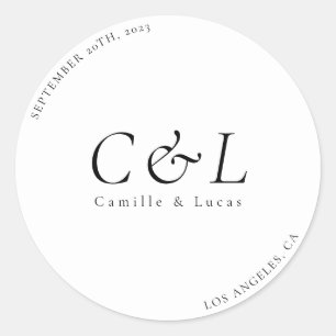 Minimalistischer und eleganter Hochzeitsklassiker  Runder Aufkleber