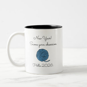 Minimalistischer und lustiger Garnknäuel-Strickbec Zweifarbige Tasse