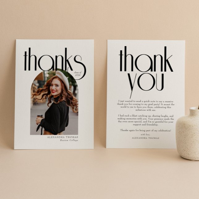 Minimalistischer und moderner Arch Foto Abschluss Dankeskarte (Von Creator hochgeladen)