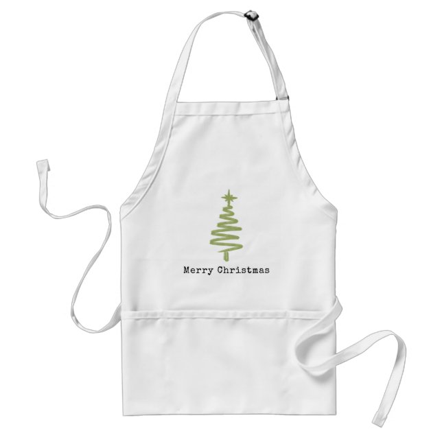 Minimalistischer und rustikaler Grüner Weihnachtsb Schürze (Vorne)