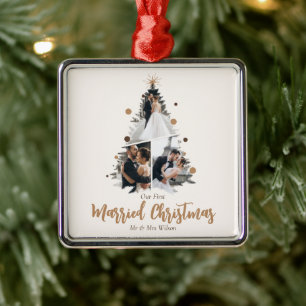 Minimalistischer Unser erstes gemeinsames Weihnach Ornament Aus Metall