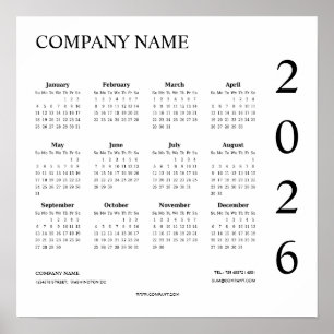 Minimalistischer Unternehmenskalender 2026 Poster