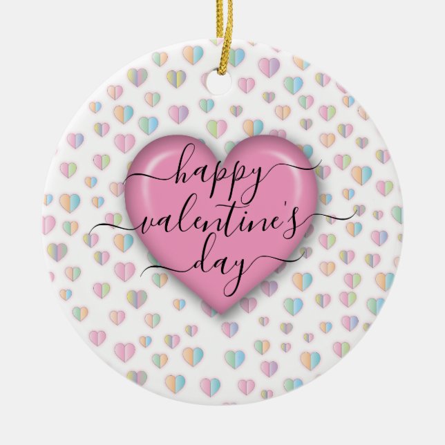Minimalistischer Valentinstag Keramik Ornament (Vorne)
