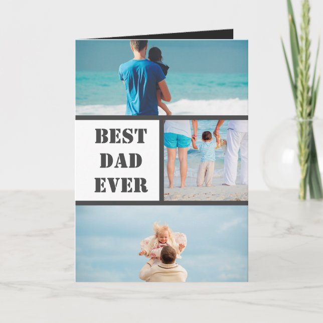 Minimalistischer Vater 3 Foto Collage Vater person Karte (Vorderseite)